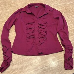 Vintage Le Chateau Ruched Blouse. Size Medium. Magenta. in great condition.
